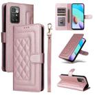 For Xiaomi Redmi 10 Diamond Lattice Leather Flip Phone Case(Rose Gold) - 1