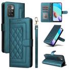 For Xiaomi Redmi 10 Diamond Lattice Leather Flip Phone Case(Green) - 1