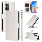 For Xiaomi Redmi 10 5G Diamond Lattice Leather Flip Phone Case(White) - 1