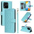 For Xiaomi Redmi 10C Diamond Lattice Leather Flip Phone Case(Mint Green) - 1