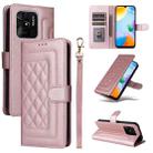 For Xiaomi Redmi 10C Diamond Lattice Leather Flip Phone Case(Rose Gold) - 1