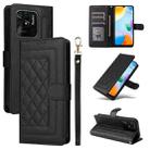 For Xiaomi Redmi 10C Diamond Lattice Leather Flip Phone Case(Black) - 1