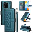 For Xiaomi Redmi 10C Diamond Lattice Leather Flip Phone Case(Green) - 1