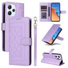 For Xiaomi Redmi 12 4G Diamond Lattice Leather Flip Phone Case(Light Purple) - 1