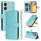 For Xiaomi Redmi 13C Diamond Lattice Leather Flip Phone Case(Mint Green) - 1