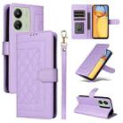 For Xiaomi Redmi 13C Diamond Lattice Leather Flip Phone Case(Light Purple) - 1