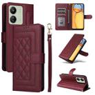 For Xiaomi Redmi 13C Diamond Lattice Leather Flip Phone Case(Wine Red) - 1