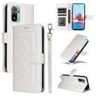 For Xiaomi Redmi Note 10 Diamond Lattice Leather Flip Phone Case(White) - 1