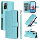 For Xiaomi Redmi Note 10 Diamond Lattice Leather Flip Phone Case(Mint Green) - 1