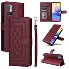 For Xiaomi Redmi Note 10 5G Diamond Lattice Leather Flip Phone Case(Wine Red) - 1