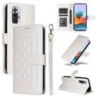 For Xiaomi Redmi Note 10 Pro Diamond Lattice Leather Flip Phone Case(White) - 1