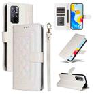 For Xiaomi Redmi Note 11 5G Diamond Lattice Leather Flip Phone Case(White) - 1