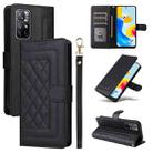 For Xiaomi Redmi Note 11 5G Diamond Lattice Leather Flip Phone Case(Black) - 1