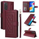 For Xiaomi Redmi Note 11s / 12s Diamond Lattice Leather Flip Phone Case(Wine Red) - 1