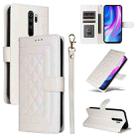 For Xiaomi Redmi Note 8 Pro Diamond Lattice Leather Flip Phone Case(White) - 1