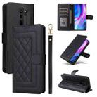 For Xiaomi Redmi Note 8 Pro Diamond Lattice Leather Flip Phone Case(Black) - 1