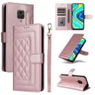 For Xiaomi Redmi Note 9s Diamond Lattice Leather Flip Phone Case(Rose Gold) - 1