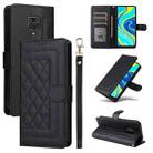 For Xiaomi Redmi Note 9s Diamond Lattice Leather Flip Phone Case(Black) - 1