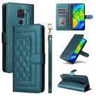 For Xiaomi Redmi Note 9 Diamond Lattice Leather Flip Phone Case(Green) - 1