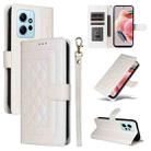 For Xiaomi Redmi Note 12 4G Diamond Lattice Leather Flip Phone Case(White) - 1