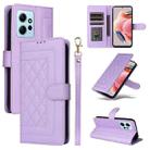 For Xiaomi Redmi Note 12 4G Diamond Lattice Leather Flip Phone Case(Light Purple) - 1