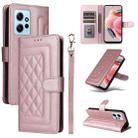 For Xiaomi Redmi Note 12 4G Diamond Lattice Leather Flip Phone Case(Rose Gold) - 1