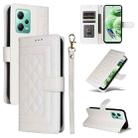 For Xiaomi Redmi Note 12 5G / Poco X5 Diamond Lattice Leather Flip Phone Case(White) - 1