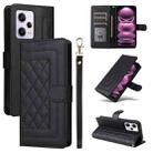 For Xiaomi Redmi Note 12 Pro 5G Diamond Lattice Leather Flip Phone Case(Black) - 1