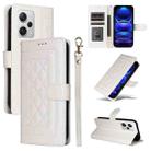 For Xiaomi Redmi Note 12 Pro+ Diamond Lattice Leather Flip Phone Case(White) - 1