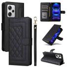 For Xiaomi Redmi Note 12 Pro+ Diamond Lattice Leather Flip Phone Case(Black) - 1