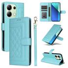 For Xiaomi Redmi Note 13 4G Diamond Lattice Leather Flip Phone Case(Mint Green) - 1