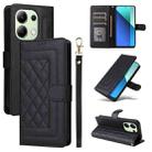 For Xiaomi Redmi Note 13 4G Diamond Lattice Leather Flip Phone Case(Black) - 1