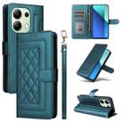 For Xiaomi Redmi Note 13 4G Diamond Lattice Leather Flip Phone Case(Green) - 1