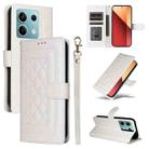 For Xiaomi Redmi Note 13 5G Diamond Lattice Leather Flip Phone Case(White) - 1