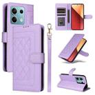 For Xiaomi Redmi Note 13 5G Diamond Lattice Leather Flip Phone Case(Light Purple) - 1