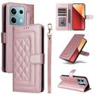 For Xiaomi Redmi Note 13 5G Diamond Lattice Leather Flip Phone Case(Rose Gold) - 1