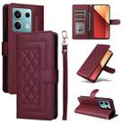 For Xiaomi Redmi Note 13 5G Diamond Lattice Leather Flip Phone Case(Wine Red) - 1