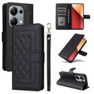 For Xiaomi Redmi Note 13 Pro 4G Diamond Lattice Leather Flip Phone Case(Black) - 1