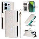 For Xiaomi Redmi Note 13 Pro 5G Diamond Lattice Leather Flip Phone Case(White) - 1