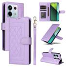 For Xiaomi Redmi Note 13 Pro 5G Diamond Lattice Leather Flip Phone Case(Light Purple) - 1