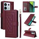 For Xiaomi Redmi Note 13 Pro 5G Diamond Lattice Leather Flip Phone Case(Wine Red) - 1