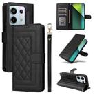 For Xiaomi Redmi Note 13 Pro 5G Diamond Lattice Leather Flip Phone Case(Black) - 1