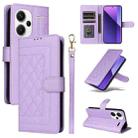 For Xiaomi Redmi Note 13 Pro+ 5G Diamond Lattice Leather Flip Phone Case(Light Purple) - 1