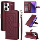 For Xiaomi Redmi Note 13 Pro+ 5G Diamond Lattice Leather Flip Phone Case(Wine Red) - 1