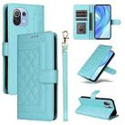 For Xiaomi Mi 11 Lite Diamond Lattice Leather Flip Phone Case(Mint Green) - 1