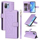 For Xiaomi Mi 11 Lite Diamond Lattice Leather Flip Phone Case(Light Purple) - 1