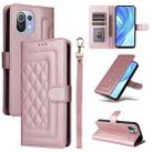 For Xiaomi Mi 11 Lite Diamond Lattice Leather Flip Phone Case(Rose Gold) - 1