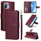 For Xiaomi Mi 11 Lite Diamond Lattice Leather Flip Phone Case(Wine Red) - 1