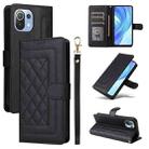 For Xiaomi Mi 11 Lite Diamond Lattice Leather Flip Phone Case(Black) - 1