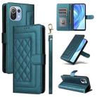 For Xiaomi Mi 11 Lite Diamond Lattice Leather Flip Phone Case(Green) - 1